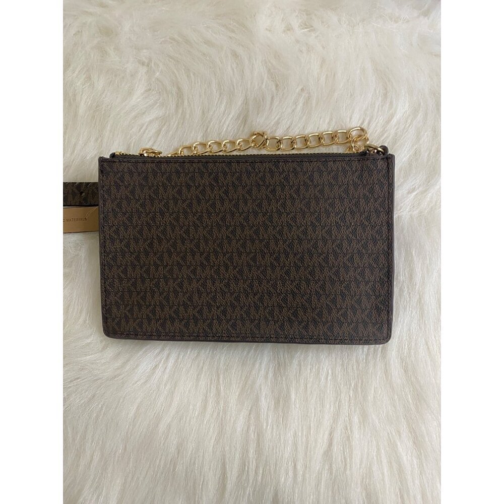 Michael Kors Mk Signature Sleek Fanny Pack Belt Wallet Waist Bag Small Chocolate - Picture 9 of 9